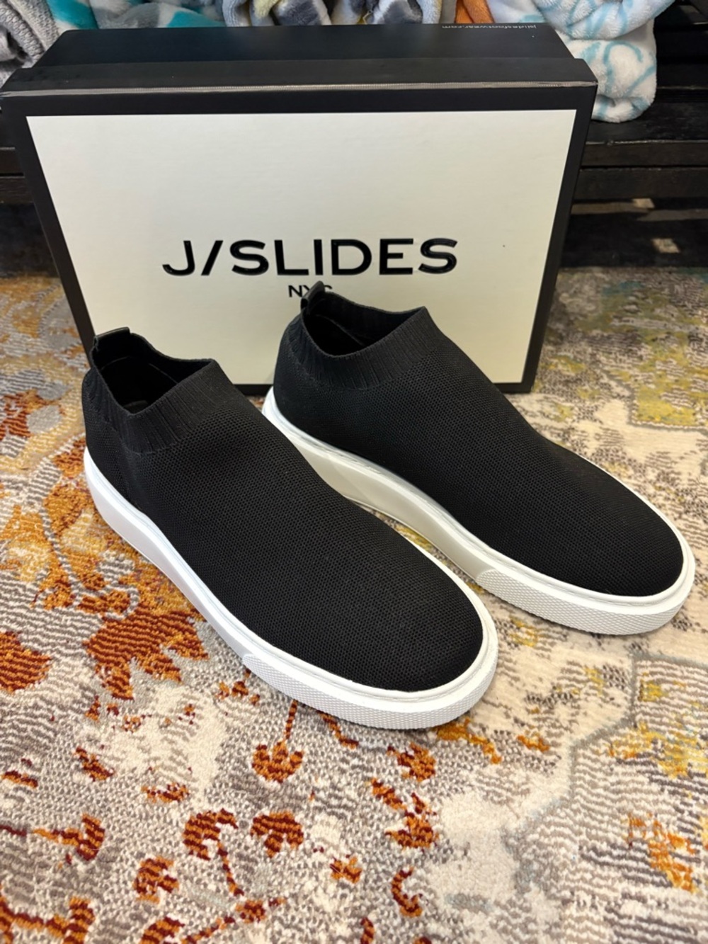 J/SLIDES Black Knit Daphne Slip-On Sneakers